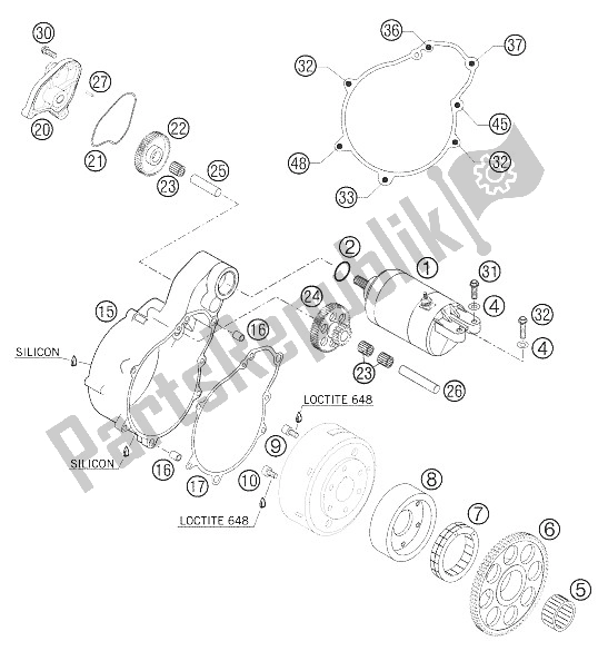 All parts for the Electric Starter 625 Sxc of the KTM 625 SMC Europe 2005