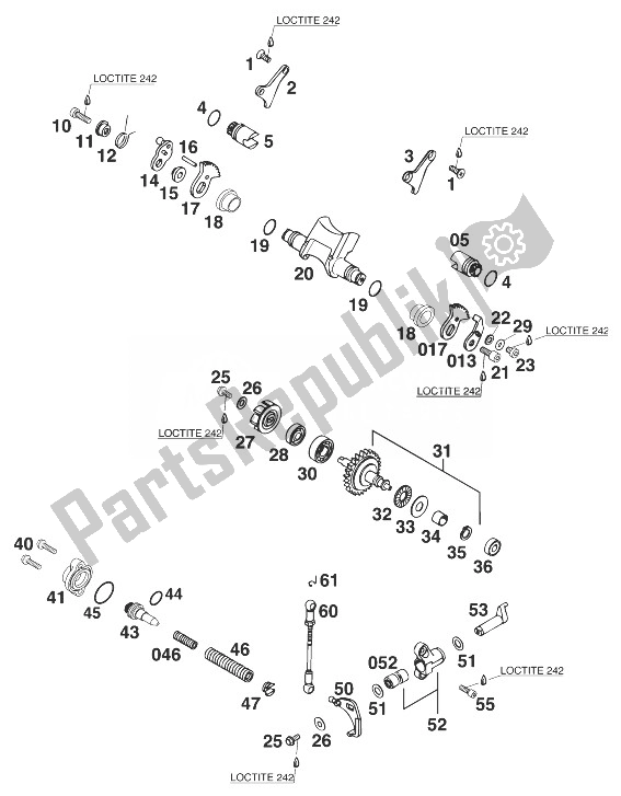 Toutes les pièces pour le Soupape D'échappement 250/300/380'98 du KTM 250 EXC 12 LT USA 1998