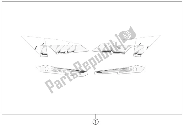 All parts for the Decal of the KTM 990 Adventure Blue ABS 12 USA 2012