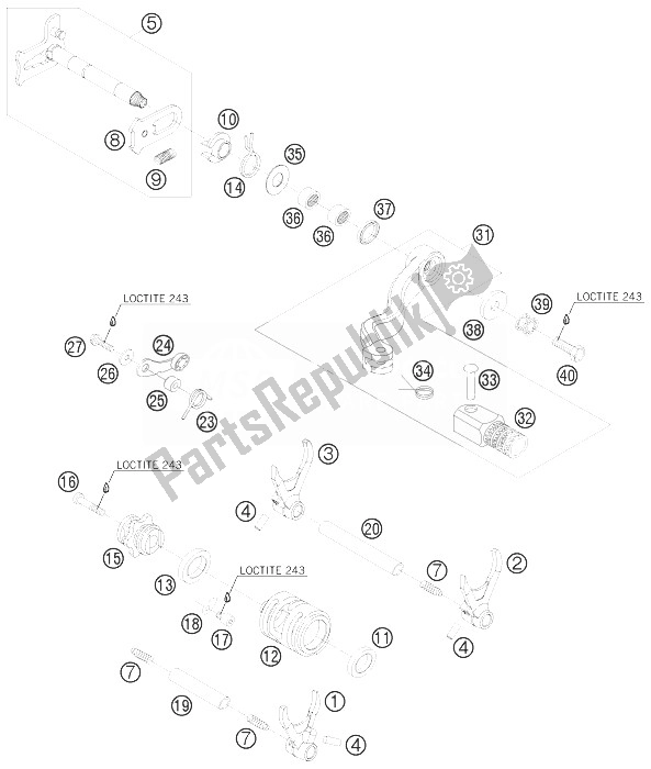 Toutes les pièces pour le Mécanisme De Changement du KTM 250 EXC Australia 2010