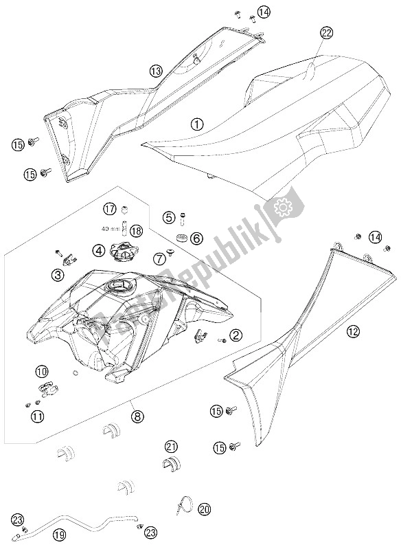 All parts for the Tank, Seat, Covers of the KTM 450 SX ATV Europe 2009