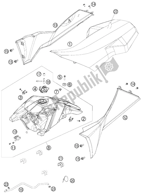 Todas las partes para Tanque, Asiento, Fundas de KTM 505 SX ATV Europe 2009