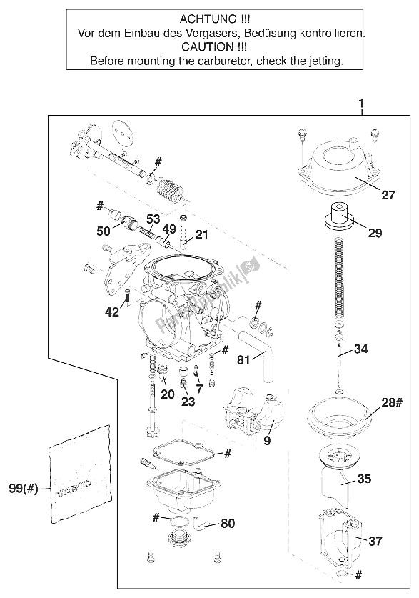 Todas las partes para Carburador Mikuni Bst40 Lc4 '98 de KTM 640 Adventure R Europe 2000