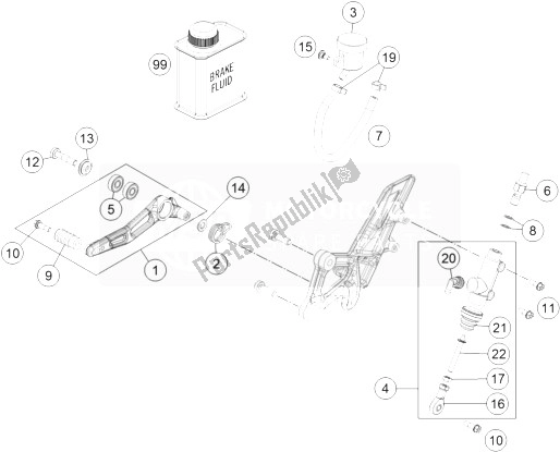 All parts for the Rear Brake Control of the KTM 1290 Superduke R Black ABS 14 Australia 2014