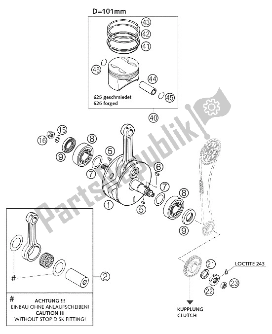 Todas las partes para Cigüeñal, Pistón 625 Sc 2002 de KTM 625 SC Europe 2002