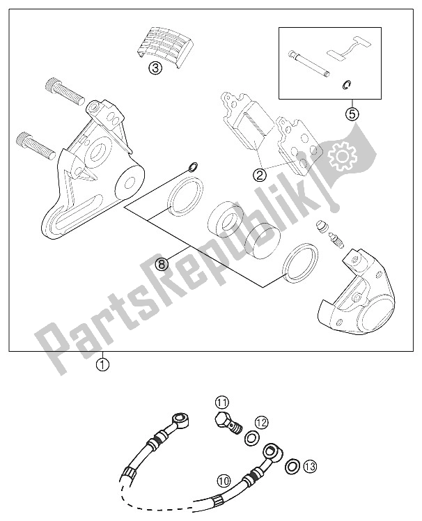 All parts for the Brake Caliper Rear 65sx 2002 of the KTM 65 SX Europe 2002