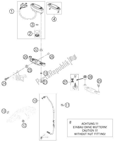 Alle onderdelen voor de Snelheidsmeter van de KTM 450 EXC G Racing USA 2006