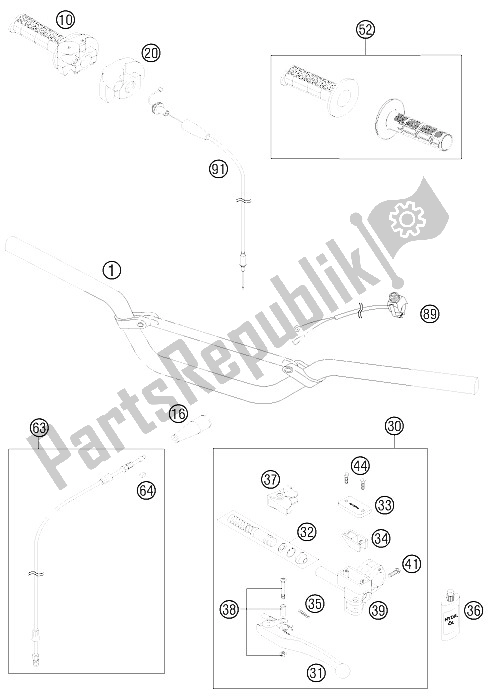 All parts for the Handlebar, Controls of the KTM 85 SX 17 14 Europe 2012