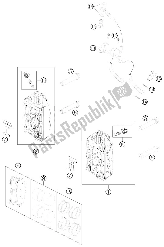 Tutte le parti per il Pinza Freno Anteriore del KTM 990 Supermoto R Europe 2011