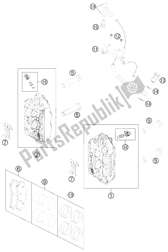 Toutes les pièces pour le étrier De Frein Avant du KTM 990 Supermoto R France 2011