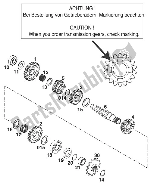 Tutte le parti per il Trasmissione Ii 250/300/380 del KTM 250 SX Europe 2001