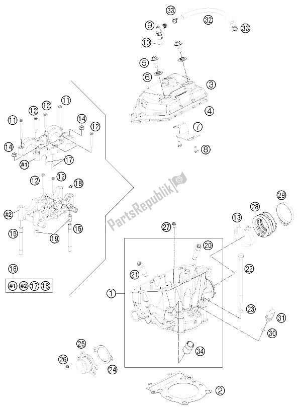 Todas las partes para Cabeza De Cilindro de KTM 250 XC F USA 2011