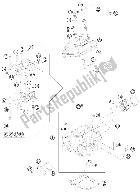 All parts for the Cylinder Head of the KTM 250 XC F USA 2011