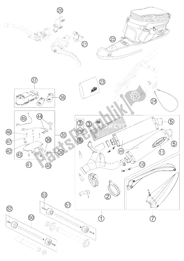 All parts for the Accessories of the KTM 990 Superduke Black Europe 2005