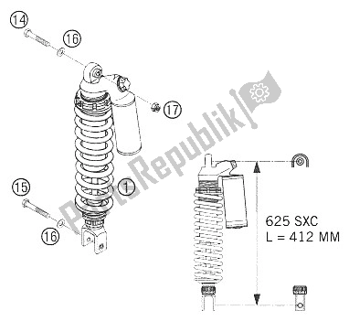 All parts for the Rear Suspension 625 Sxc of the KTM 625 SXC Europe 2005