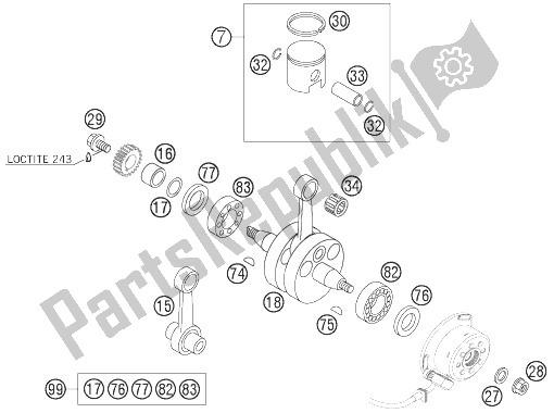 Todas las partes para Cigüeñal, Pistón de KTM 85 SX 17 14 Europe 2007