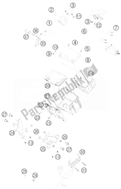 Tutte le parti per il Scatola Batteria del KTM 990 Adventure Orange ABS 07 Europe 2007