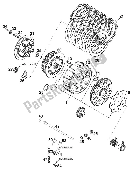 All parts for the Clutch 250/300/360 '97 of the KTM 250 SX M O Europe 1997