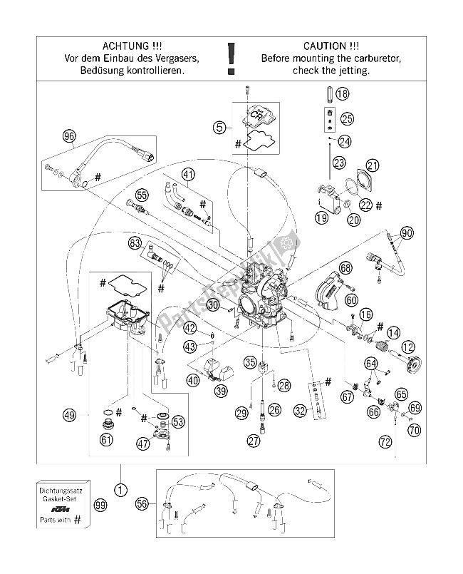 Tutte le parti per il Carburatore del KTM 250 SX F Europe 2006