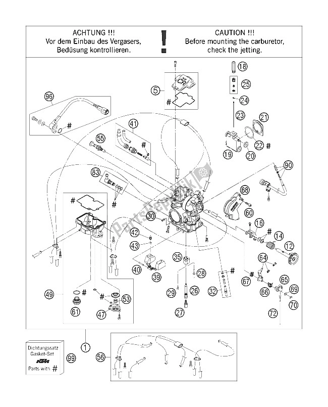 Alle onderdelen voor de Carburator van de KTM 250 SX F Europe 2006