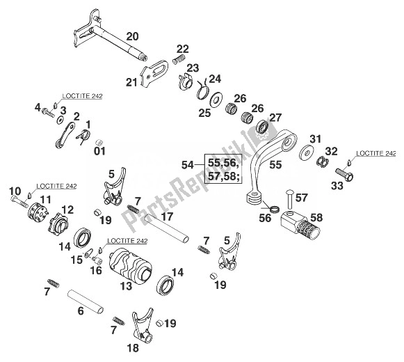 Tutte le parti per il Meccanismo Di Cambio Marce 250/300/380 '99 del KTM 380 SX 99 Europe 1999