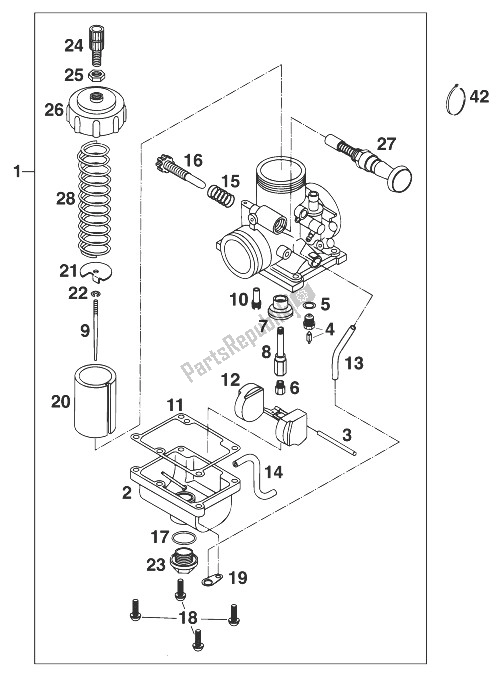 Alle onderdelen voor de Carburateur Vm24-489 65sxr '98 van de KTM 60 SX Europe 1998