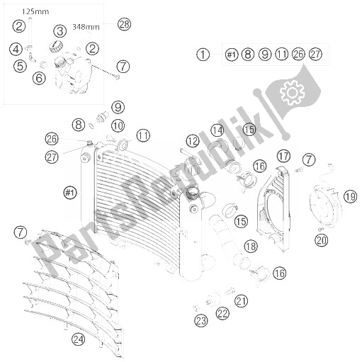 Tutte le parti per il Sistema Di Raffreddamento del KTM 690 Duke Black USA 2010