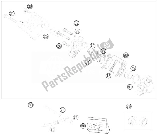 Wszystkie części do Zacisk Hamulca Tylnego KTM 65 SX Europe 2007