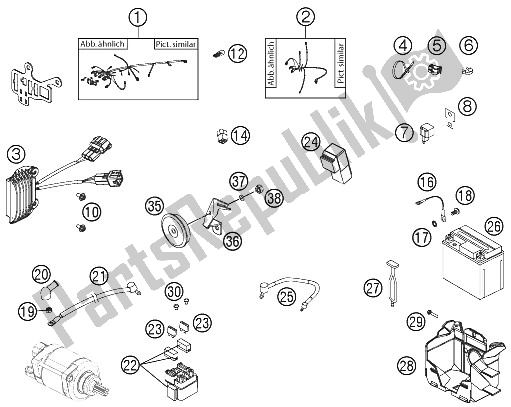 Alle onderdelen voor de Kabelboom van de KTM 250 EXC F SIX Days Europe 2012
