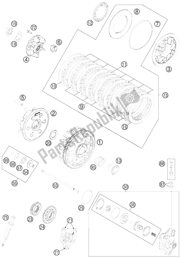 Todas las partes para Embrague de KTM 450 SX F USA 2012