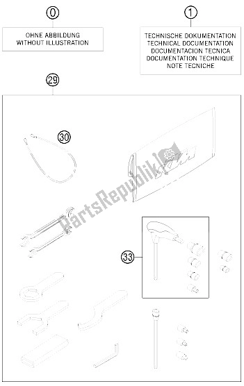 All parts for the Accessories Kit of the KTM 1190 RC8 R White Europe 2011