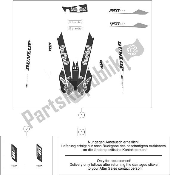 All parts for the Decal of the KTM 450 SX F Factory Edition USA 2015