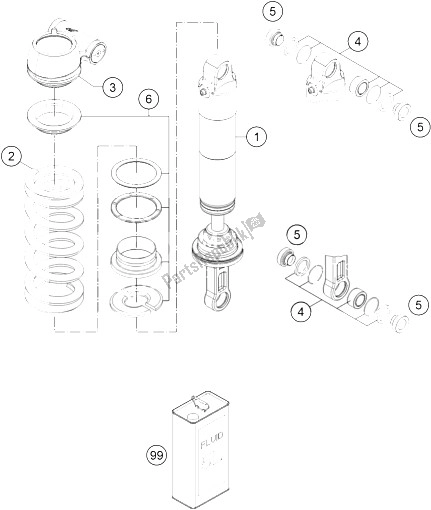 All parts for the Monoshock Disassembled of the KTM 1050 Adventure ABS Australia 2015