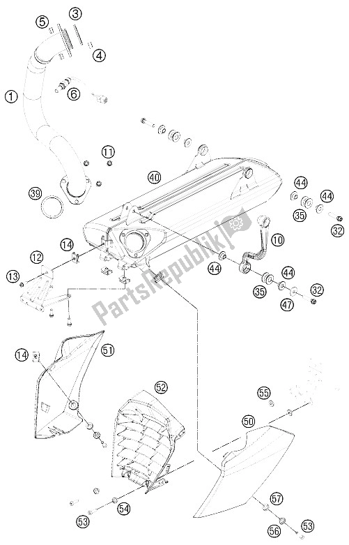 All parts for the Exhaust System of the KTM 690 Duke R Australia United Kingdom 2011