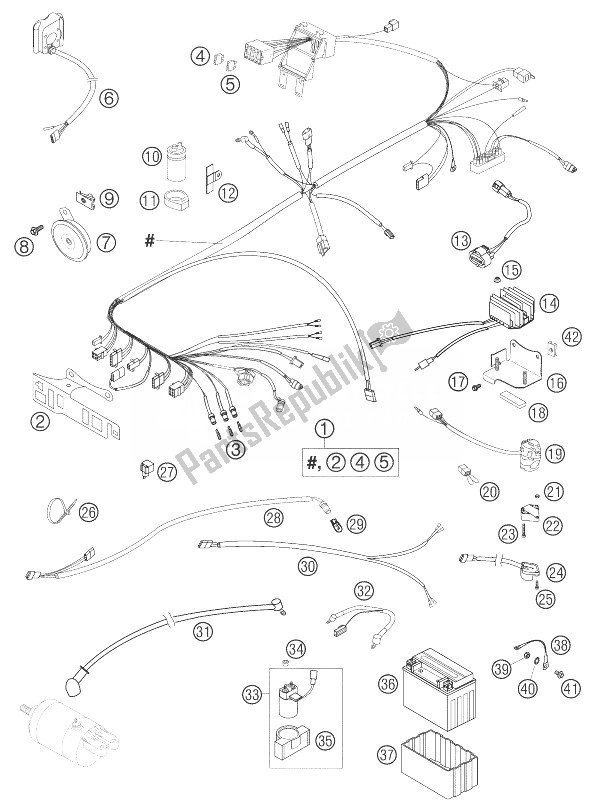 Toutes les pièces pour le Faisceau De Câbles 625 Sxc du KTM 625 SXC USA 2003