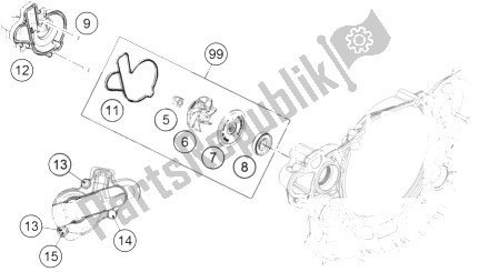 All parts for the Water Pump of the KTM 500 XC W USA 2014