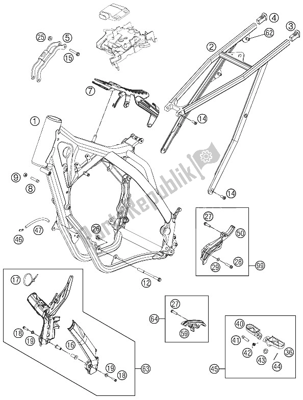 All parts for the Frame of the KTM 125 SX Europe 2011