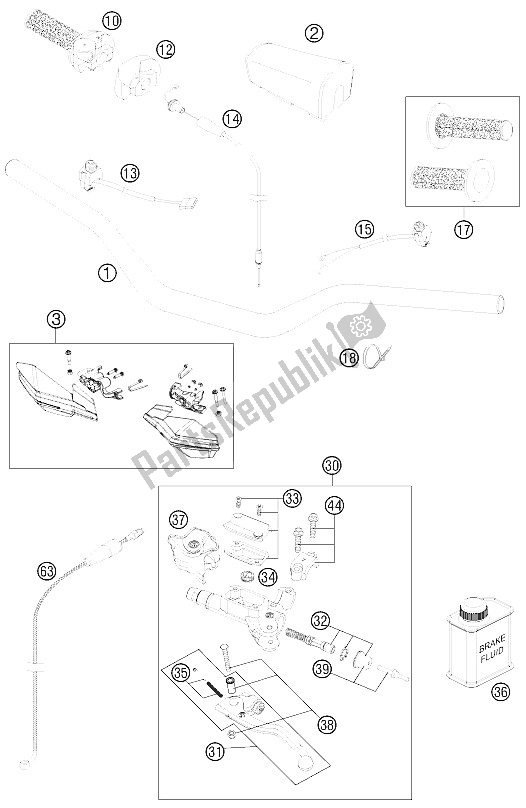 All parts for the Handlebar, Controls of the KTM 300 XC Europe USA 2012