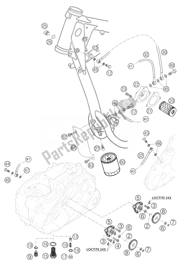 All parts for the Lubricating System 625 of the KTM 625 SMC Europe 2004