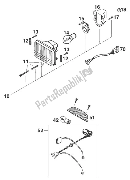 Tutte le parti per il Faro Anteriore 400/540 Sxc '98 del KTM 400 SX C Europe 1998