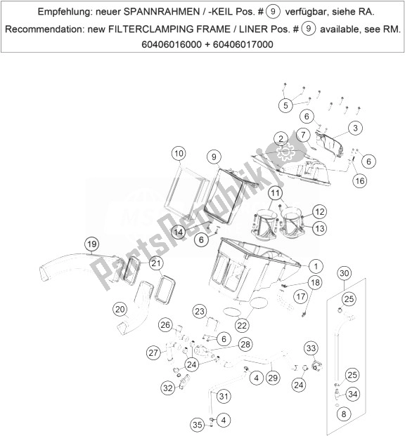 Todas las partes para Caja De Filtro De Aire de KTM 1190 ADV ABS Orange WES Europe 2014