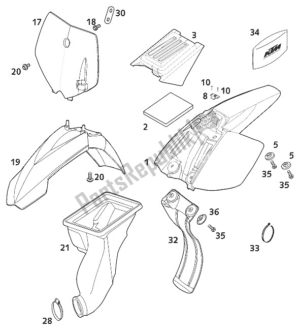 All parts for the Mask - Fender 50 Sx L of the KTM 50 SX PRO Senior LC Europe 2001