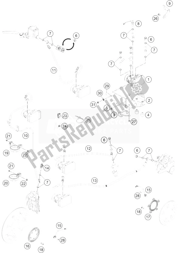 Tutte le parti per il Sistema Antibloccaggio del KTM 690 Duke White ABS Australia 2014