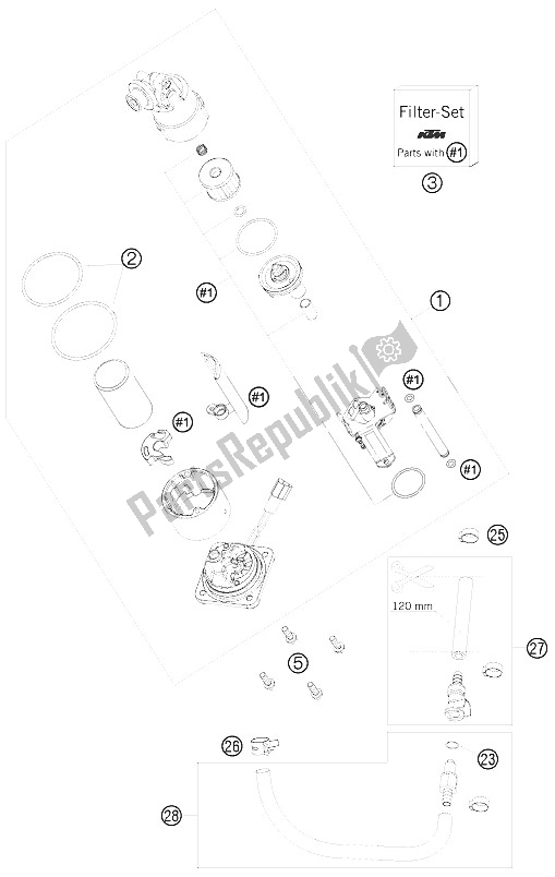 All parts for the Fuel Pump of the KTM 1190 RC 8 Orange Japan 2009