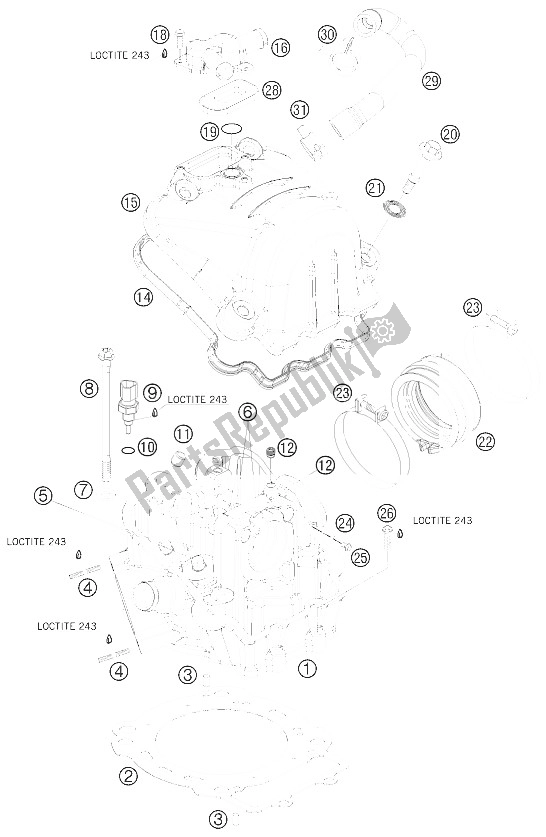 Todas las partes para Cabeza De Cilindro de KTM 690 SMC Europe 2008