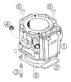 All parts for the Cylinder 625 Sxc, 640 Lc4 of the KTM 640 Duke II Black United Kingdom 2003