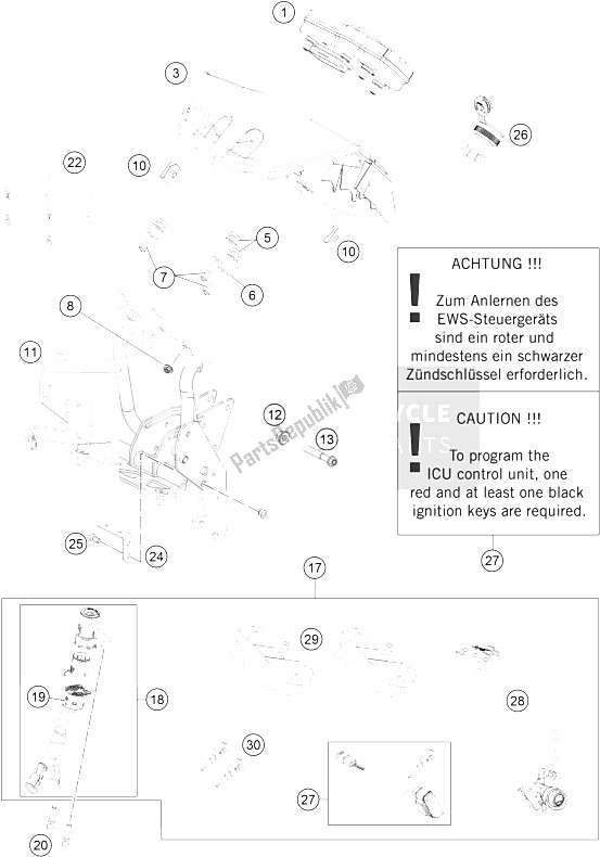 All parts for the Instruments, Lock System of the KTM 990 Adventure White ABS 11 Europe 2011