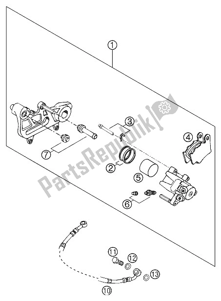 All parts for the Brake Caliper Rear Lc4 of the KTM 640 LC4 E ROT Australia 2002