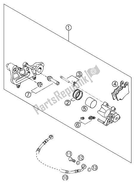 Toutes les pièces pour le étrier De Frein Arrière 640 Lc4 Sm du KTM 640 LC4 Supermoto Black 05 Europe 2005