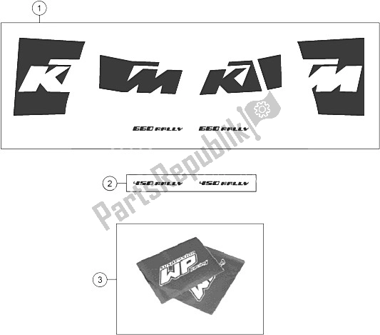 All parts for the Decal of the KTM 450 Rallye Factory Repl Europe 2005